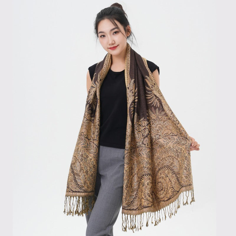 Phoenix Tail Paisley Pashmina Scarf – Thick Warm Wrap Shawl for Women, Luxurious Soft Fabric in 17 Vibrant Colors, Versatile for Formal Events, Everyday Wear & Gifting
