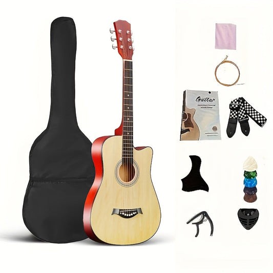38-Inch Basswood Acoustic Guitar for Beginners – Full-Size Folk Style Steel String Guitar with Rich Warm Tone, Ideal for Practice, Performance & Learning, Available in 5 Colors