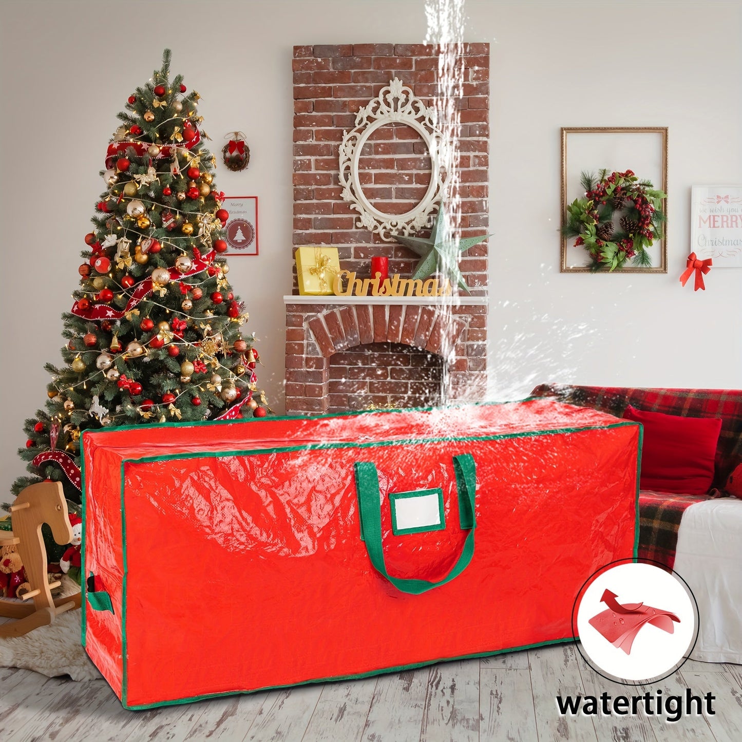 Christmas Tree Storage Bag for 7.5ft Trees – Heavy Duty Extra Large Xmas Holiday Tree Bag with Dual Zippers, Reinforced Handles & Wide Opening for Easy Storage, Red
