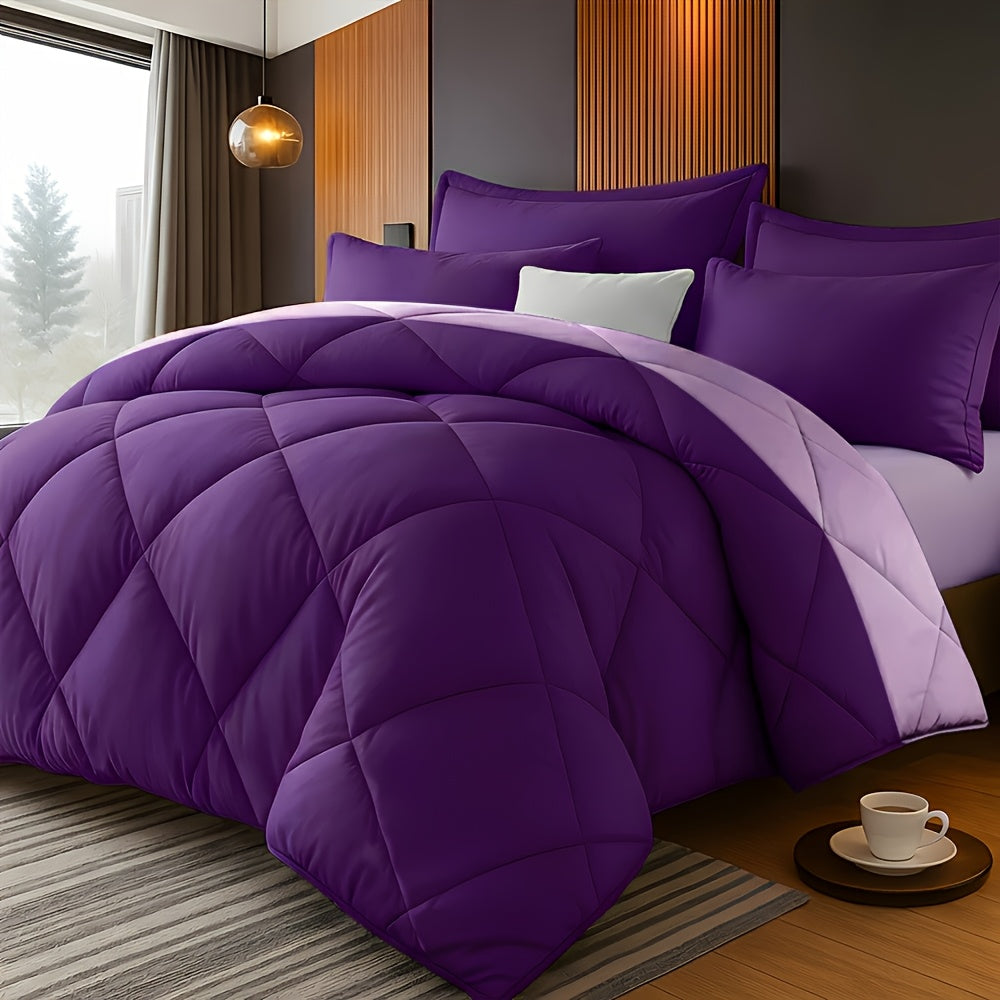 Quilted Comforter Set Twin Queen King Size – Soft Diamond Pattern Quilt with Pillowcases Ultra-Fine Fiber Fill Lightweight Breathable All-Season Bedding 2/3 Piece Multiple Colors