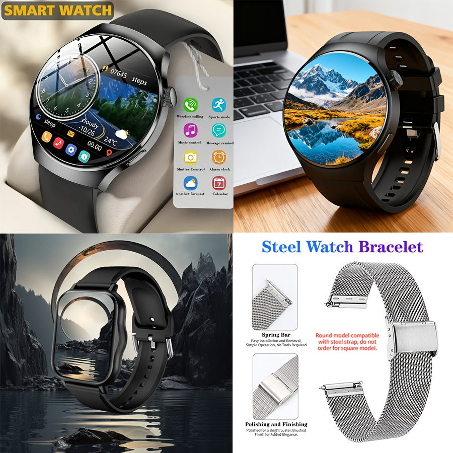 Smartwatch with Call Function & Fitness Tracker for Men & Women – Silicone Strap, Step Counter, Calorie Tracking, Heart Rate Monitor, Multiple Sports Modes, Music Playback & Remote Camera Control
