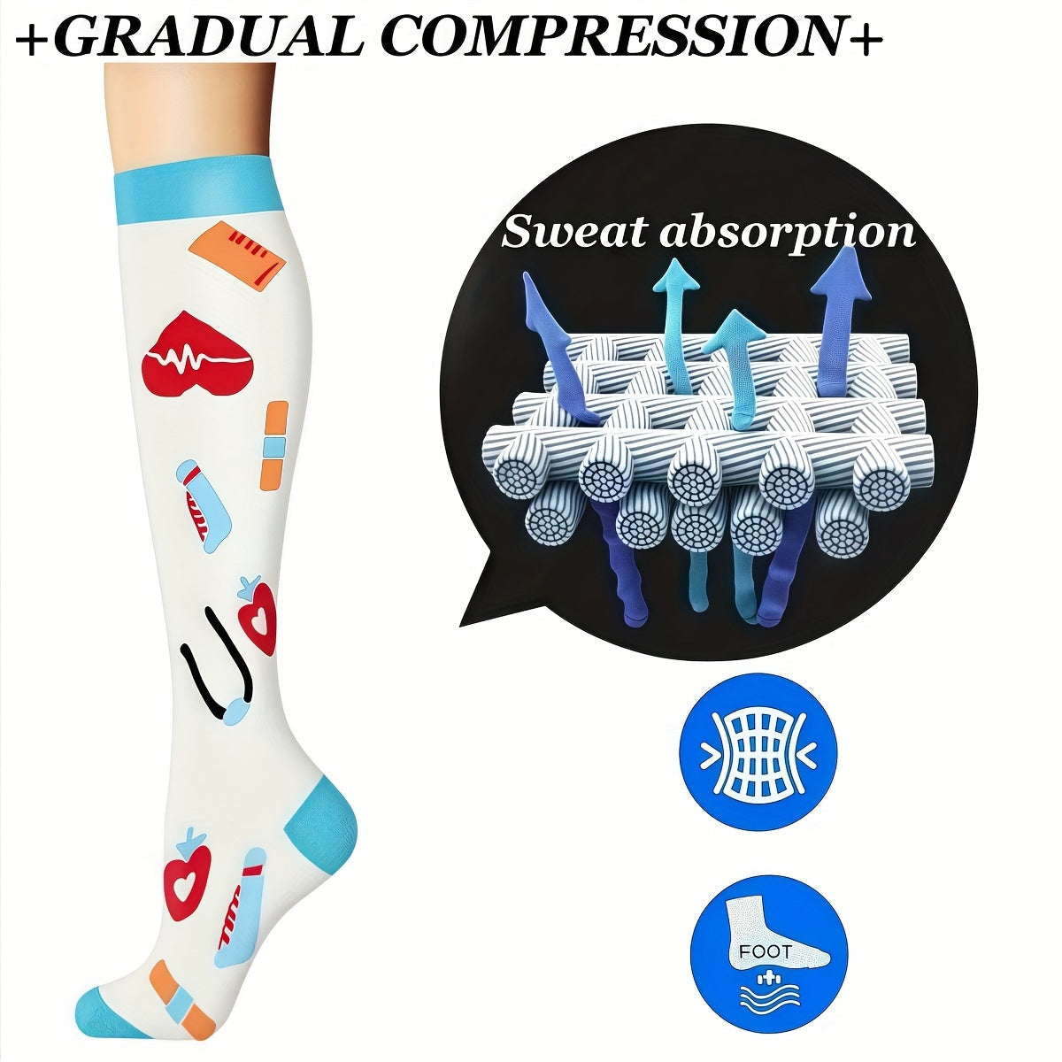 6-Pack Unisex Lightweight Compression Mid-Calf Sports Socks – Casual Athletic Socks for Running, Cycling, Soccer, Hiking, Outdoor Activities & Travel, Sizes S/M & L/XL