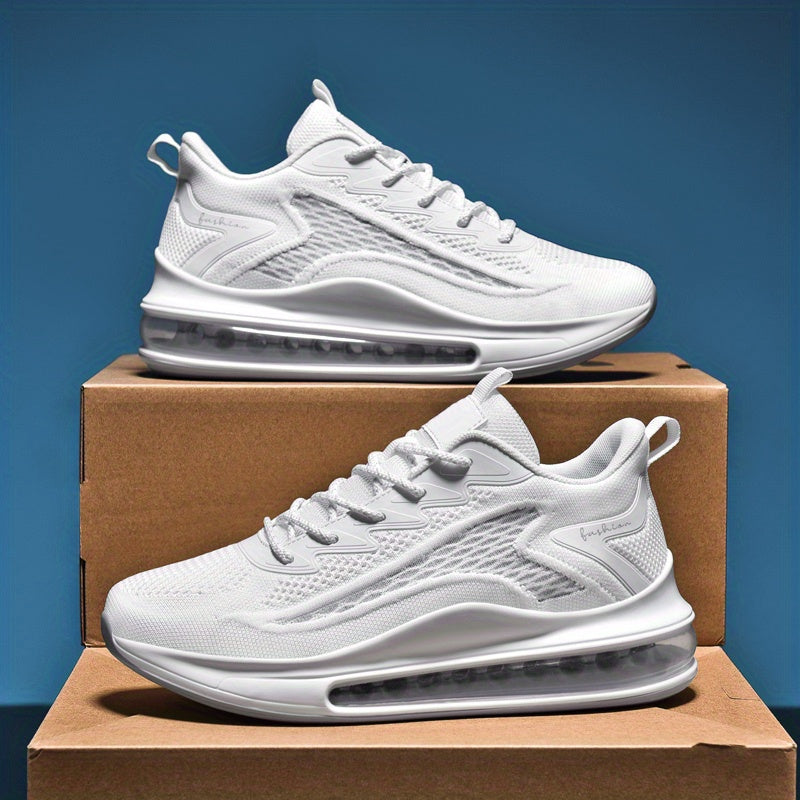 Men's Air Cushion Running Sneakers Lightweight Lace-Up Anti-Slip Shock-Absorbing Breathable Athletic Shoes for Walking Fitness Tennis Travel Sizes US 6.5-13.5 Black Blue White Yellow Red
