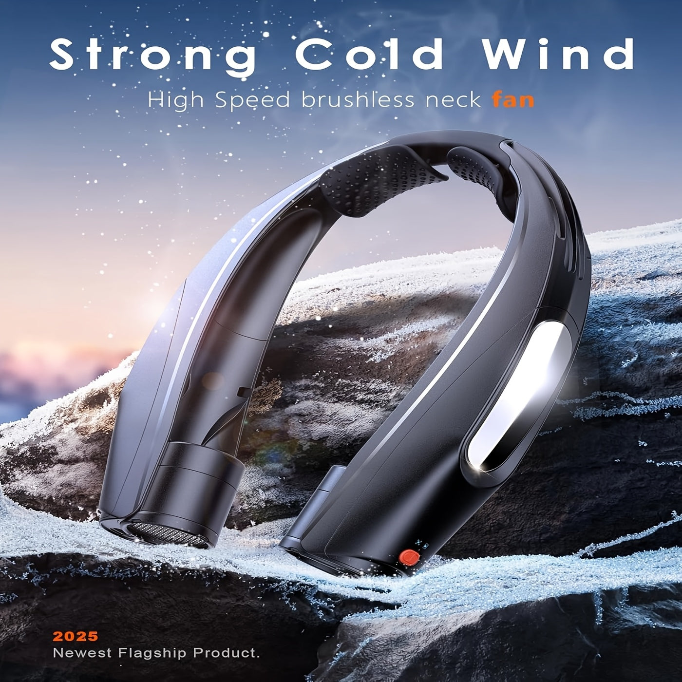 Portable Neck Fan Hands Free Wearable Personal Fan 3000mAh USB Rechargeable 6 Adjustable Speeds 5-Blade Bladeless-Style Cooling Fan for Home Office Outdoor Camping Travel – Black & White