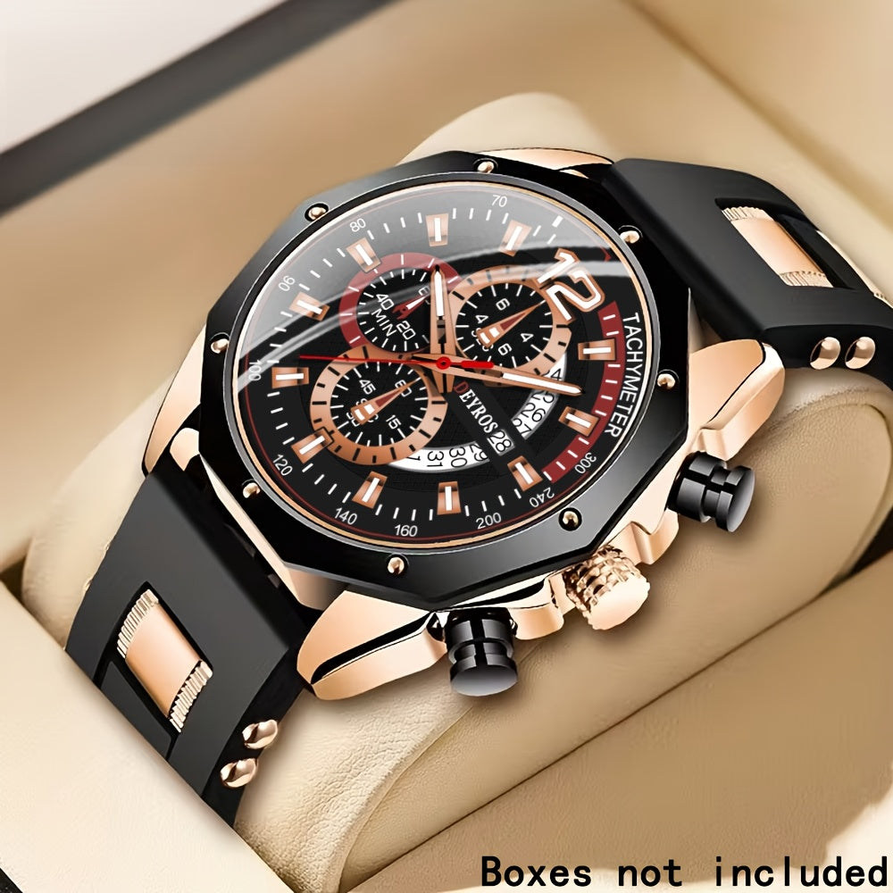 Men's Casual Quartz Watch Silicone Strap Date Display Sporty Analog Wristwatch – 11 Colors, Lightweight Fashion Watch for Men, Perfect Gift for Him Birthday Christmas Thanksgiving