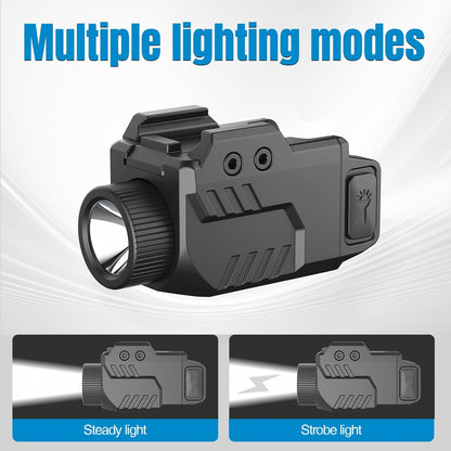 800 Lumen Rechargeable Tactical Flashlight for Picatinny Rail – Compact Pistol & Handgun Weapon Light for Home Defense, Law Enforcement & Range Training, USB Rechargeable LED Gun Light
