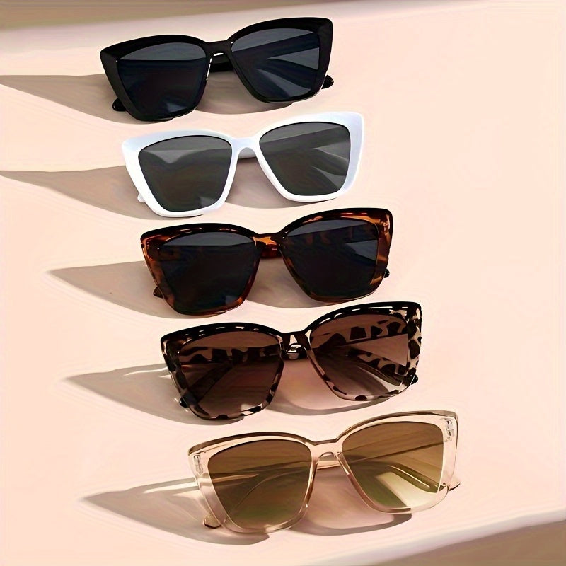 5Pcs Women's Cat Eye Sunglasses Set – Tortoiseshell Large Frame UV Protection Fashion Eyewear with Protective Case & Microfiber Cloth, Stylish Shades for Driving, Outdoor & Everyday Wear