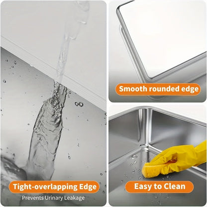 XL Stainless Steel Enclosed Cat Litter Box with Flip Top Lid & High Sidewalls – 3-in-1 Anti-Scatter Metal Litter Pan for Large Cats & Multi-Cat Households