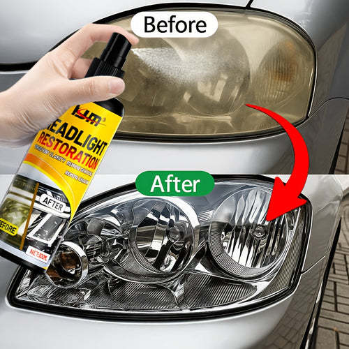 Headlight Restoration Kit Advanced Repair Spray - Clears Yellowing & Oxidation, Restores Brightness, Long-Lasting UV Protective Coating for Car Headlamps, Includes Applicator Towel