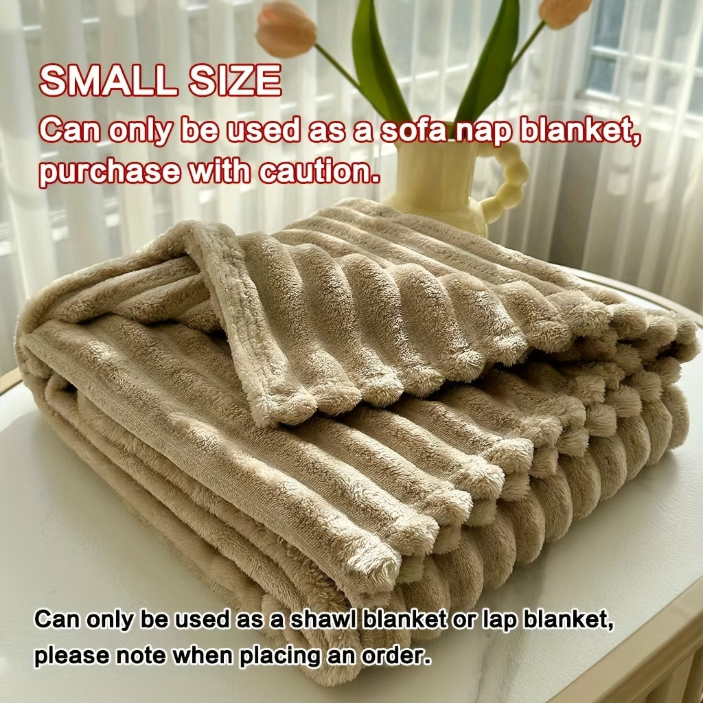 Fleece Throw Blanket Ultra-Soft 3D Faux Rabbit Fur Double-Sided – All-Season Cozy Blanket for Bed Sofa Travel Camping | 7 Colors 4 Sizes White Dark Gray Pink Khaki Purple Grey
