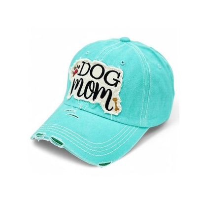 Dog Mom Paw & Bone Vintage Distressed Embroidered Baseball Cap for Women – 100% Cotton Breathable Adjustable UV Protection Sun Hat, Dog Lover Gift in Pink Black Teal Khaki White