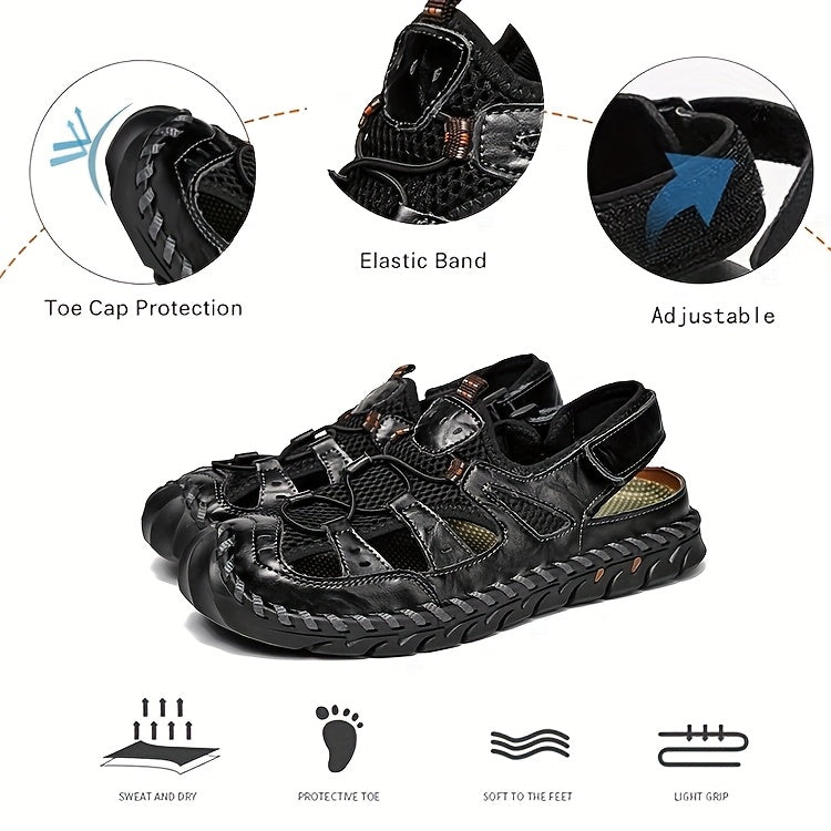Men's Closed Toe Water Sandals - Non-Slip Quick-Drying Sports Sandals for Beach, Walking and Outdoor Activities, Breathable Soft Sole, Available in 4 Colors, Sizes US 5 to 12.5