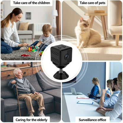 2K Mini Wireless Security Camera – WiFi Indoor Surveillance Camera with Night Vision, Magnetic Mount, Continuous Recording, Baby & Pet Monitor, USB/Battery Powered, SD Card & Cloud Storage