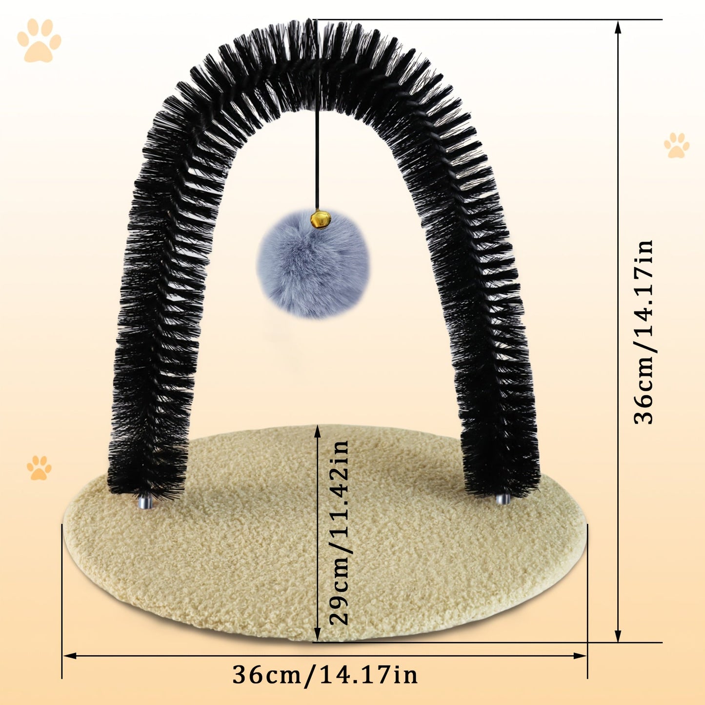 Cat Arch Self-Groomer Toy with Scratching Pad – Interactive Massage Brush for Indoor Cats, Shedding Relief & Stress Relief Grooming Arch