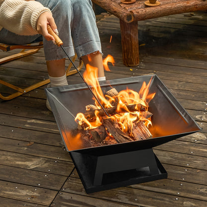 Outdoor Fire Pit 18.5 Inch Heavy-Duty Wood Burning Bowl with BBQ Grill Grate, Ash Collector, Fireproof Cover & Charcoal Hook – Backyard Patio Heater for Camping, Picnics & Gatherings