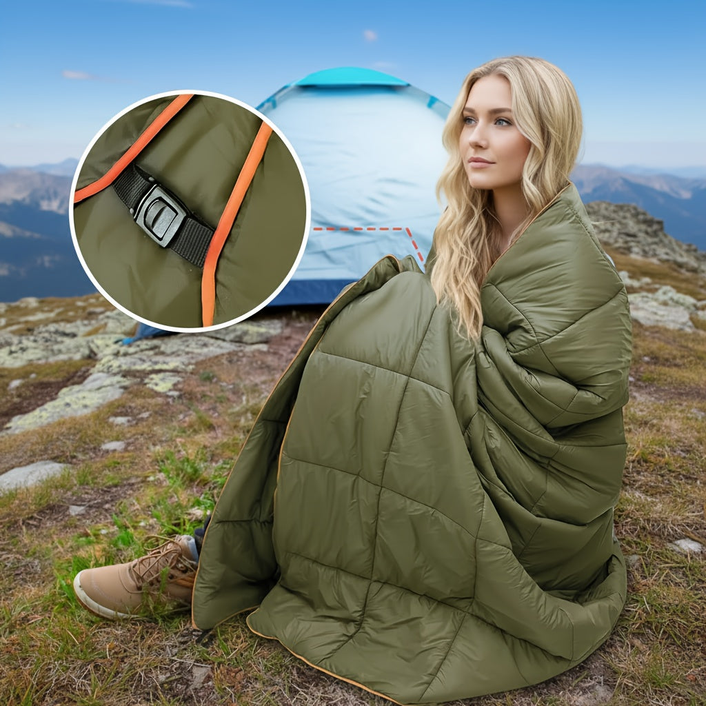 Outdoor Camping Puffy Blanket Foldable Lightweight Warm DWR Water Resistant with 3D Eye Mask 140x200cm for Camping Travel Car Beach Stadium Hammock Sofa Festival
