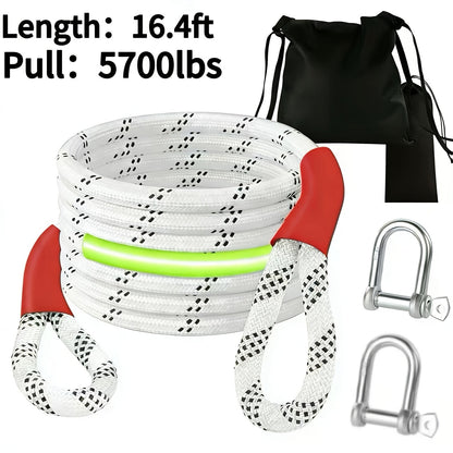 Heavy Duty Recovery Tow Rope Up to 44000 LBS Break Strength – Emergency Towing Strap with 2 D-Ring Shackles, Reflective Safety Flag & Storage Bag for Truck Jeep SUV ATV UTV Boat Off-Road Recovery