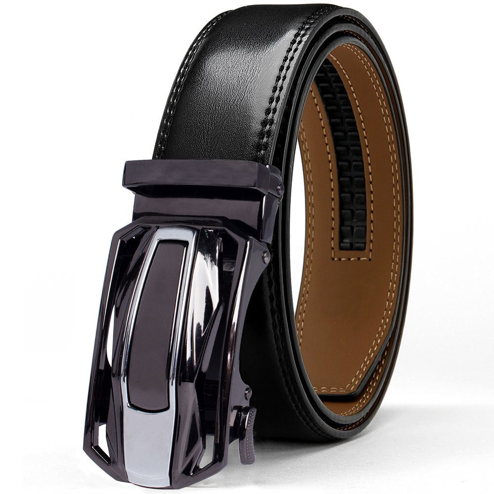 2-Pack Men's Ratchet Leather Belt Set – Sliding Adjustable Buckle, 1-3/8" Width, Sizes 26"-54", 3 Color Combos, Dress & Fashion Belt, Perfect Christmas & Father's Day Gift