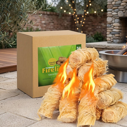 Natural Fire Starter Sticks 50/100pcs – Fast-Light Charcoal Starters for Fireplace, BBQ Grill, Campfire, Fire Pit, Wood Stove, Chimney & Smoker – Weather-Resistant, Indoor & Outdoor Use