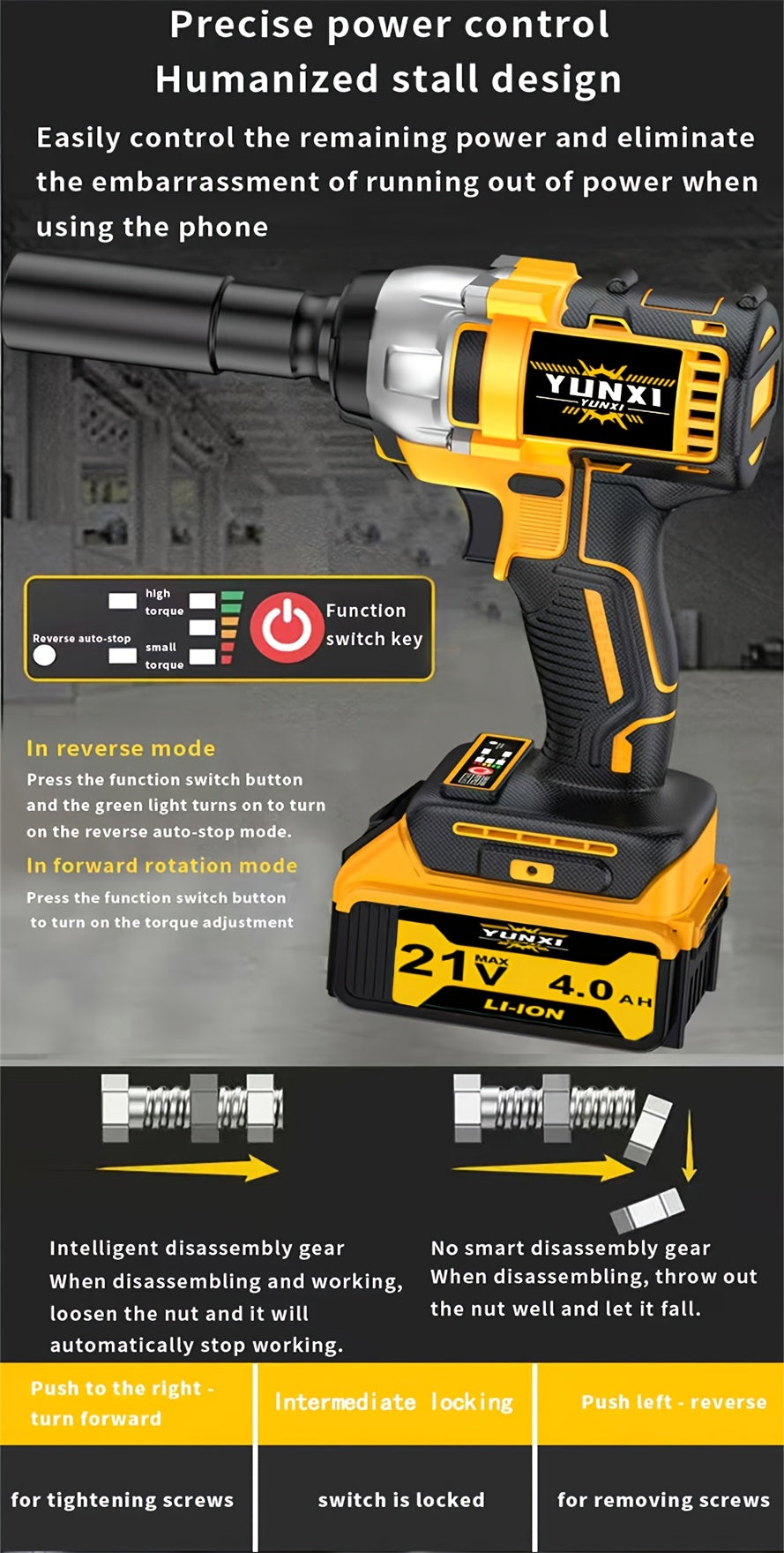 21V Brushless Cordless Impact Wrench & Drill Set – 4000mAh Li-ion Battery, Toolbox, Charger & Socket Accessories for Automotive, Home & Industrial Use