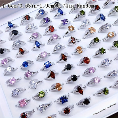 25-Piece Cubic Zirconia Stackable Ring Set – Shimmering Geometric CZ Rings in Silver & Gold, Multi-Color Variety Pack for Women, Engagement Wedding Evening Party Daily Wear Jewelry Gift