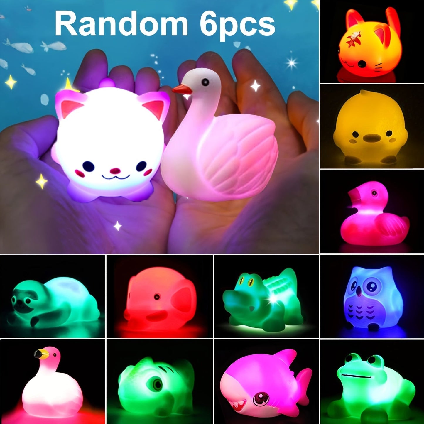 Light-Up Floating Dinosaur Bath Toys for Kids – Glowing Bathtub & Pool Toys Set (2/4/6/8/12 Pack) | Colorful, Animal Park & Marine Animals Themes | Birthday & Christmas Gift for Toddlers & Children