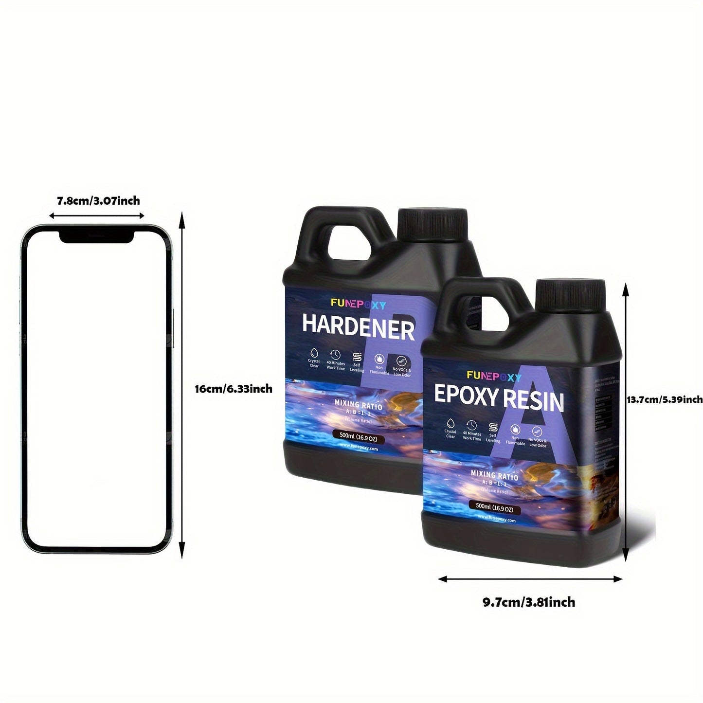 FUNEPOXY Crystal Clear Epoxy Resin Kit 1:1 Self-Leveling High-Gloss Finish for Tabletop Bar Top Live Edge Tables Casting Resin Art Jewelry Making 16oz 32oz 64oz 1 Gallon 2 Gallon