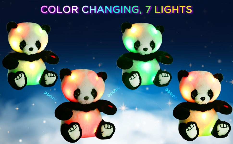 Light Up Panda Stuffed Animal 8 & 12 Inch – Cute Panda Bear Plush Toy with LED Glow Light, Soft Hugging Plushie Gift for Kids Boys Girls, Birthday Christmas Holiday Home Decor