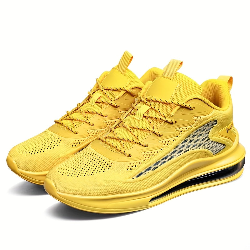 Men's Air Cushion Running Sneakers Lightweight Lace-Up Anti-Slip Shock-Absorbing Breathable Athletic Shoes for Walking Fitness Tennis Travel Sizes US 6.5-13.5 Black Blue White Yellow Red