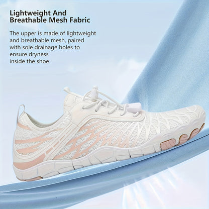 Barefoot Hiking Shoes for Women Wide Toe Box Non-Slip Trail Running Sneakers – Healthy Minimalist Footwear, Sizes US 6-11, White Black Pink