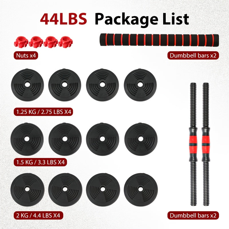 Adjustable Dumbbell Set 22 lb & 44 lb – 3-in-1 Quick-Adjust Free Weights for Home Gym, Strength Training, Full-Body Workouts, Space-Saving Compact Fitness Equipment for Men & Women