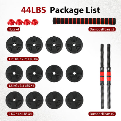 Adjustable Dumbbell Set 22 lb & 44 lb – 3-in-1 Quick-Adjust Free Weights for Home Gym, Strength Training, Full-Body Workouts, Space-Saving Compact Fitness Equipment for Men & Women