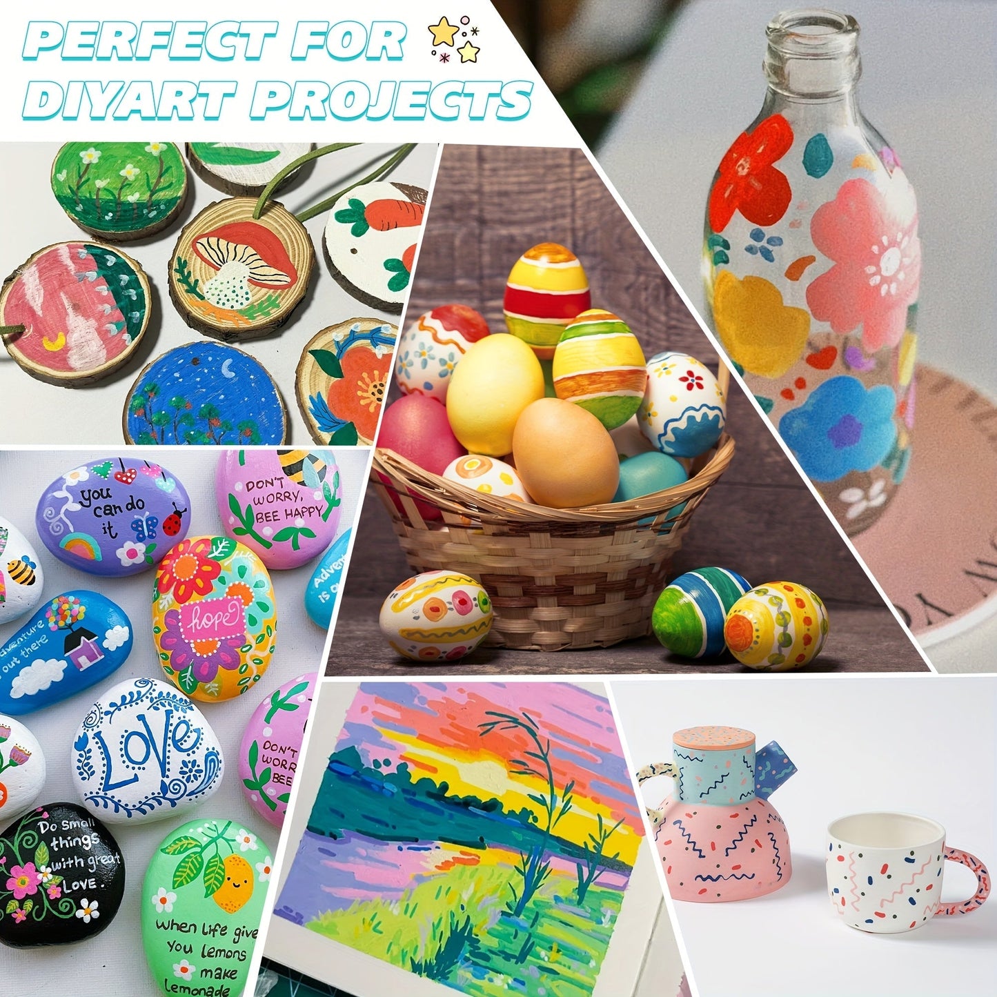 Dual Tip Acrylic Paint Markers Set – Non-Toxic Waterproof Fade-Resistant Paint Pens for Rock Painting, Canvas, Glass, Pottery, Wood & DIY Crafts, Ideal Gift for Artists & Kids