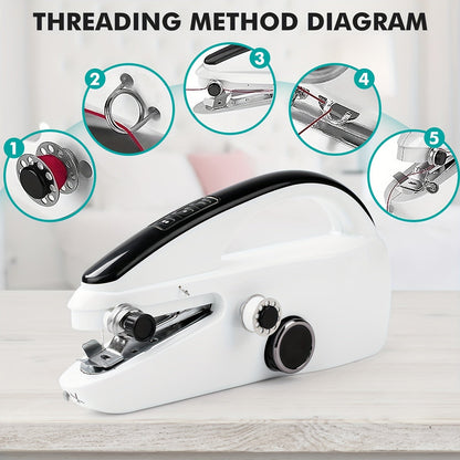 Handheld Sewing Machine Mini Portable - Easy Fast Stitch for Clothes, Fabric & DIY Repairs, Compact Electric Sewing Machine for Beginners, Home & Travel Use, Lightweight Cordless Design