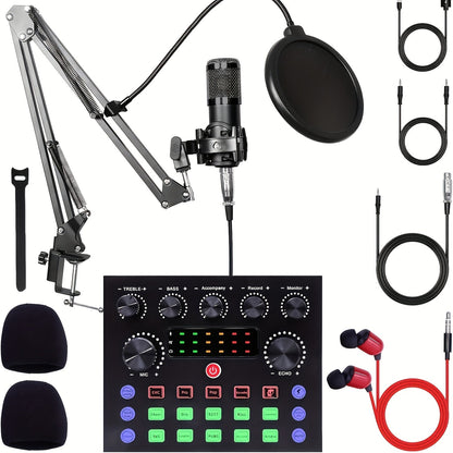 BM800 Condenser Microphone & Sound Card Recording Kit – Home Studio Bundle for Podcasting, Streaming, Voice Overs & Music, Compatible with PC, Smartphone & Tablet, Multiple Models Available