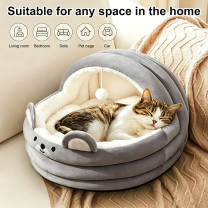 Round Plush Cat Bed & Pet Mat for Cats and Small Dogs – Large Circular Donut Design, Soft Comfortable All-Season Sleeping Pad, S M L Sizes, Includes Bonus Toy Balls, Cozy Cat Nap Cushion