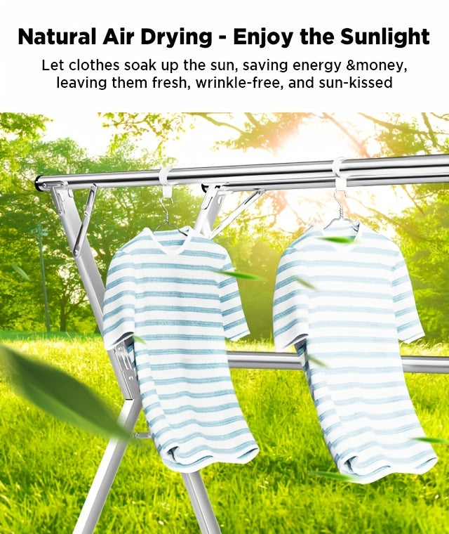 Clothes Drying Rack Stainless Steel 63" & 78.7" Retractable Foldable Heavy Duty Laundry Drying Rack, Collapsible Indoor Outdoor Clothesline with Adjustable Length for Balcony Bedroom Laundry Room