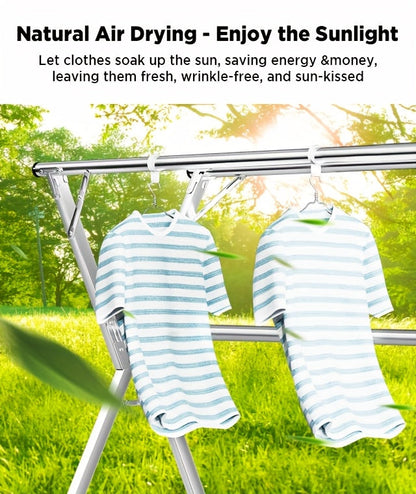 Clothes Drying Rack Stainless Steel 63" & 78.7" Retractable Foldable Heavy Duty Laundry Drying Rack, Collapsible Indoor Outdoor Clothesline with Adjustable Length for Balcony Bedroom Laundry Room