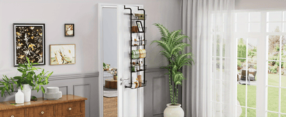 Over The Door Pantry Organizer 8-Tier & 6-Tier Metal Hanging Spice Rack – Back of Door Kitchen Storage for Pantry, Laundry & Bathroom – Versatile Seasoning Rack in Black & White