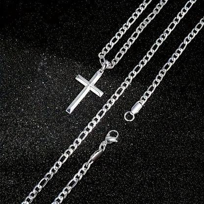 925 Sterling Silver Cross Pendant Chain Necklace – Unplated Natural Silver Avant Garde Unisex Faith Jewelry, Unique Modern Cross Necklace Gift for Anniversary Christmas Birthday Men and Women