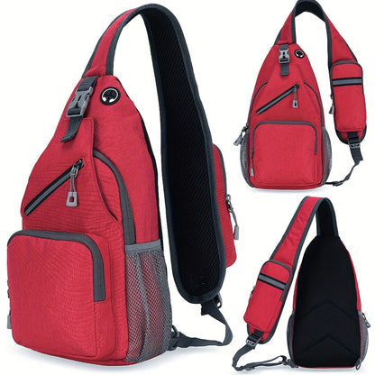 Large Capacity Crossbody Shoulder Bag for Men & Women – Multi-Purpose Embroidered Sports Style Travel Bag with Secure Zipper, Hands-Free Daily Commute & Outdoor Use, Multiple Colors