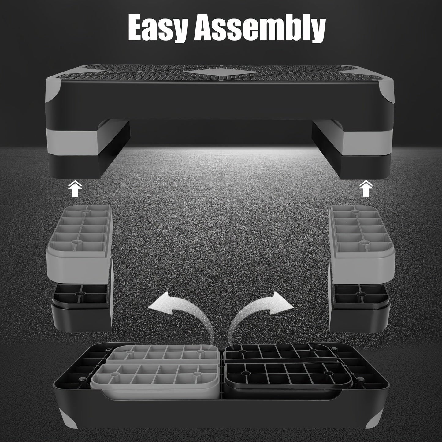 Adjustable Aerobic Step Platform – 3 Height Settings (4"/6"/8"), Non-Slip Workout Stepper for Home Gym Cardio Training, Step Aerobics Exercise Board (6 Colors)