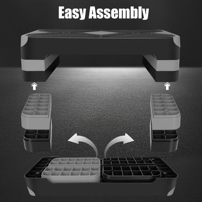 Adjustable Aerobic Step Platform – 3 Height Settings (4"/6"/8"), Non-Slip Workout Stepper for Home Gym Cardio Training, Step Aerobics Exercise Board (6 Colors)