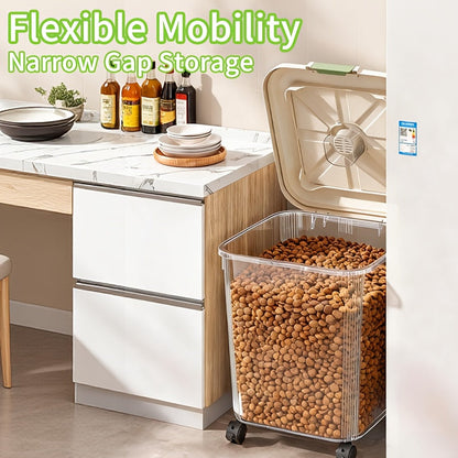 Airtight Pet Food Storage Container with Wheels Locking Lid Built-in Scoop Moisture-Proof Dog Cat Food Bin Kitchen Pantry 11 22 38 55 lbs Dry Food Storage