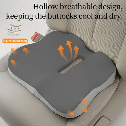 Ergonomic Memory Foam Seat Cushion with Center Groove – Coccyx & Tailbone Pressure Relief, Non-Slip Base, Soft Polyester Cover, Posture Support for Office Chair, Car & Home, White/Black
