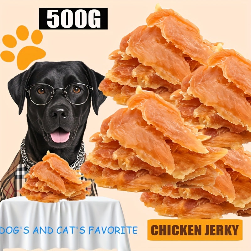 Chicken Jerky Dog Treats - Real Dried Chicken for Dogs, High Protein & Easy to Digest, Healthy Long-Lasting Training Reward Snack for Small, Medium & Large Breed Puppies and Adult Dogs
