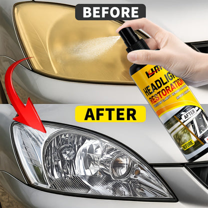 Headlight Restoration Kit Advanced Repair Spray - Clears Yellowing & Oxidation, Restores Brightness, Long-Lasting UV Protective Coating for Car Headlamps, Includes Applicator Towel