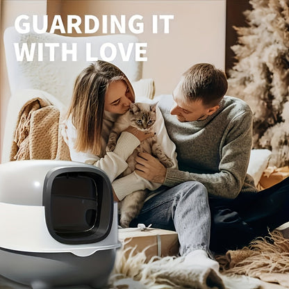 Covered Cat Litter Box with Scoop – Spacious Fully Enclosed Spill-Proof Design, Easy to Clean & Store, Ideal for Small to Medium Cats, Available in Gray Purple & Blue