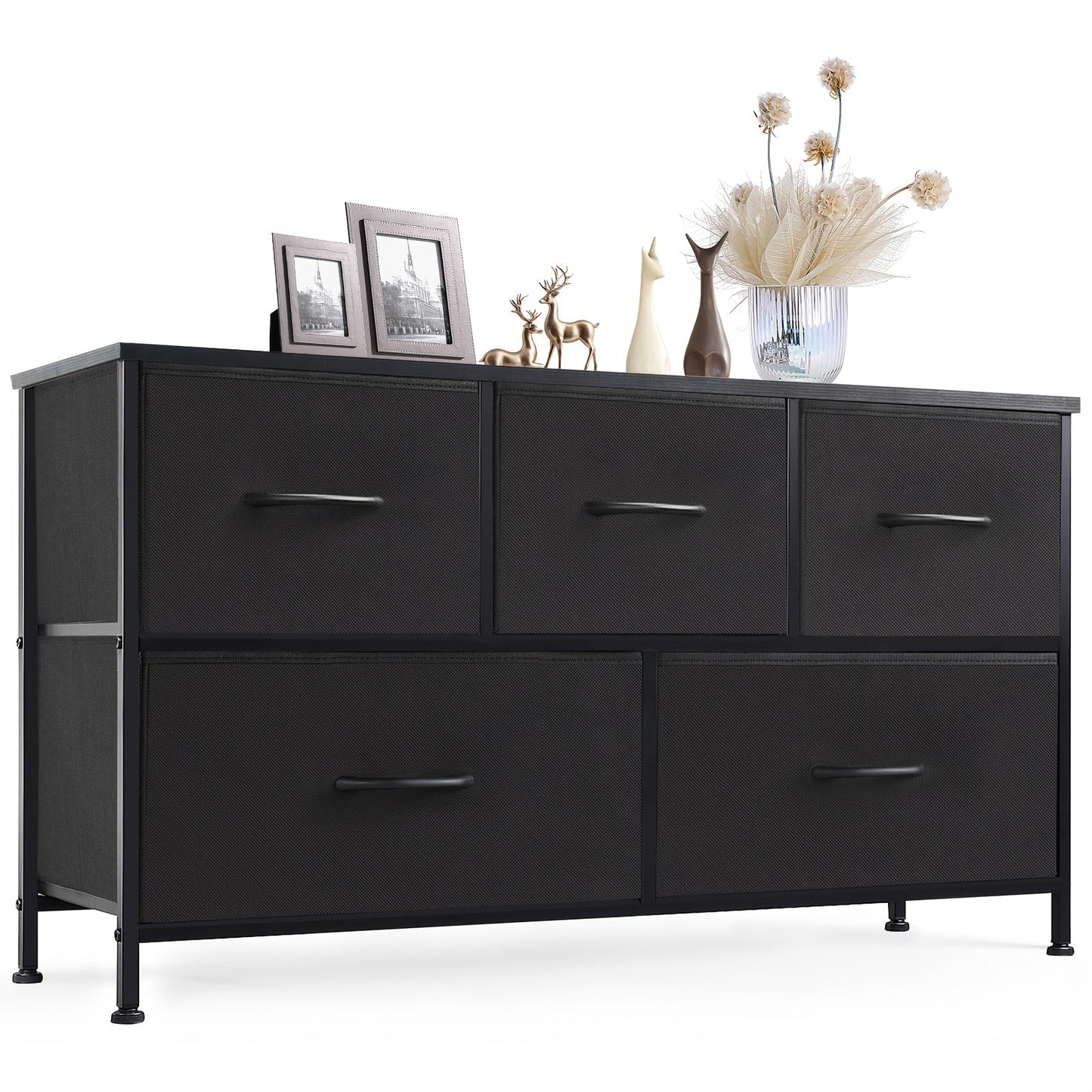 Drawer Cabinet with Metal Frame & Hardwood Top – Home Office Storage Organizer, 2 to 10 Drawers, Assembly Required – White, Grey, Black, Rustic Brown – Bedroom, Living Room & Office Filing Cabinet