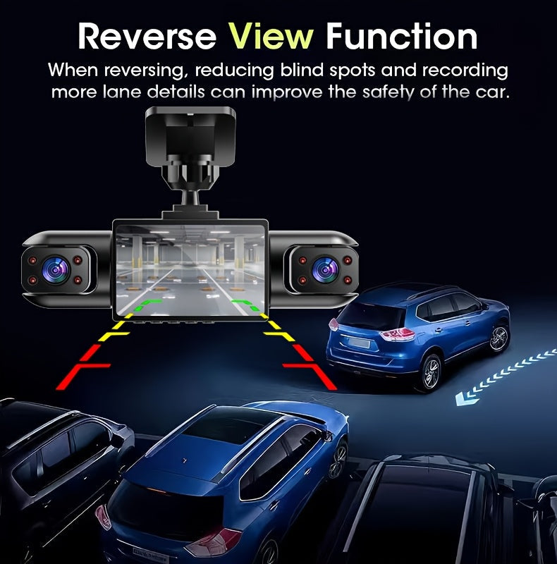 PODOFO 4-Channel Dash Cam 1080P Front Rear Left Right - 3.16" IPS Screen, Night Vision, Loop Recording, 24-Hour Parking Monitor with G-Sensor & Motion Detection, Optional 64GB Card, Vehicle Security Camera